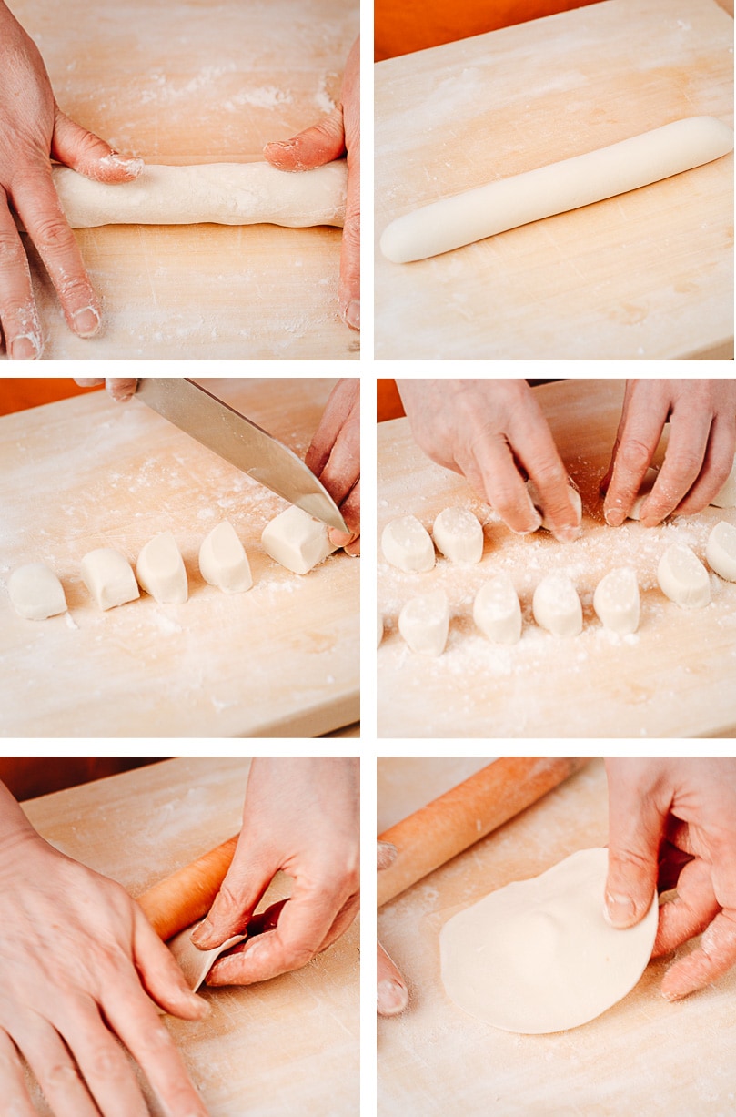 Prepare the dough for making Chinese dumplings