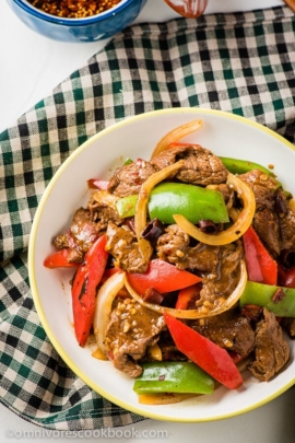 Spicy Beef Stir-Fry with Pepper - A super comforting and appetizing stir-fried beef dish with a sweet, savory flavor and a pungent aroma | omnivorescookbook.com