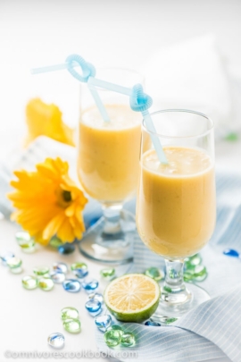 Banana Coconut Mango Smoothie - A quick and delicious summer drink that only requires three ingredients! | omnivorescookbook