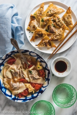 Tomato Beef Wonton - These wontons are filled with fresh herbs, juicy tomatoes, and beef, creating a rich and moist texture, and they’re served in a refreshing tomato egg drop soup.