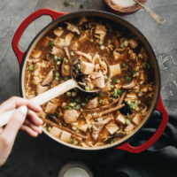 Hot and Sour Soup (酸辣汤) - Authentic Chinese restaurant-style hot and sour soup made easy. The hearty broth is loaded with veggies and is so satisfying and healthy. The recipe includes notes on how to tweak the soup into a vegetarian one and to use whatever veggies you have on hand. #takeout #recipes #traditional