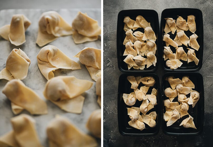 Wrapped wontons in meal prep containers