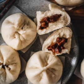 Char siu bao close-up