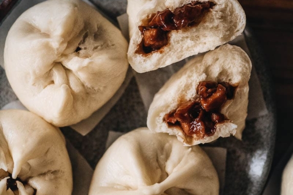 Char siu bao close-up