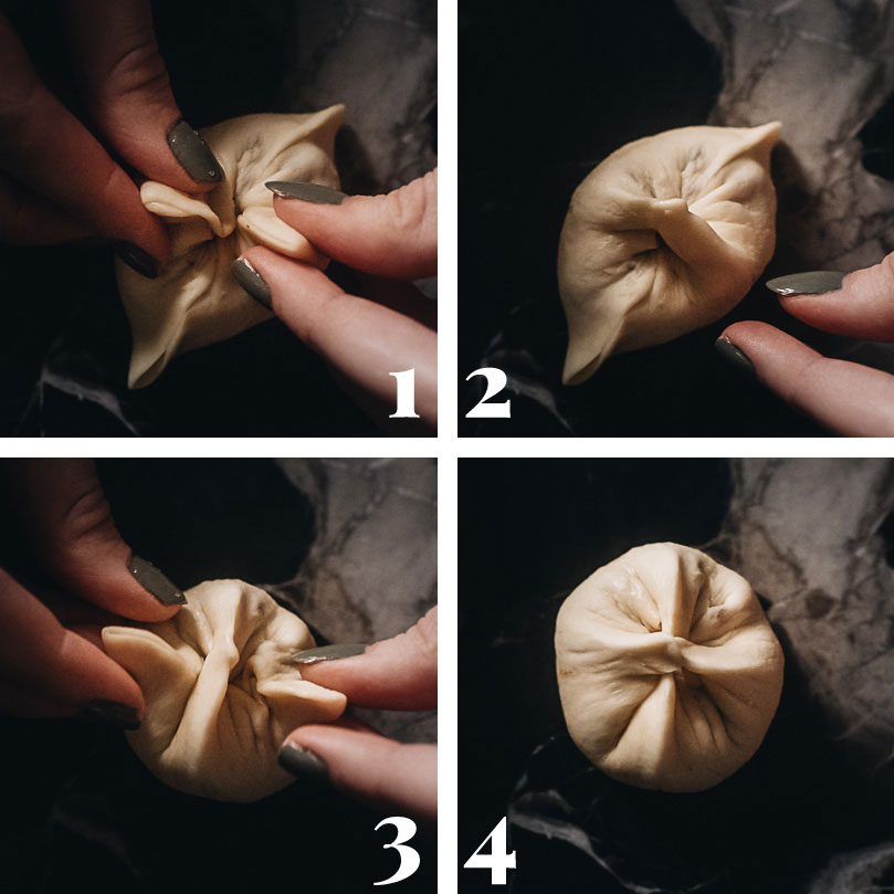 Wrapping char siu bao steps