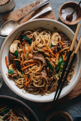 Japchae in a bowl