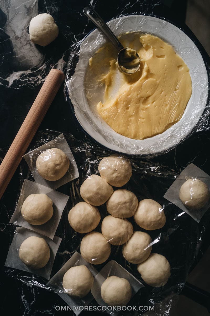 Doughs and custard filling