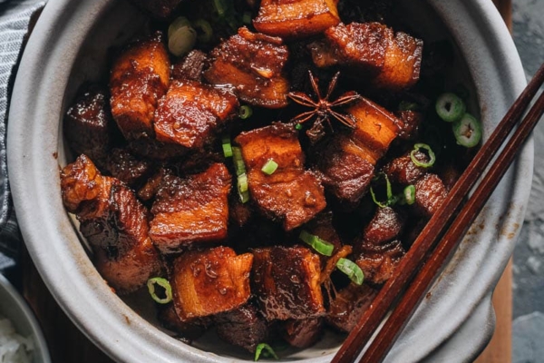 Hong shao rou in claypot