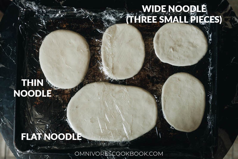 Cut dough for hand pulled noodles