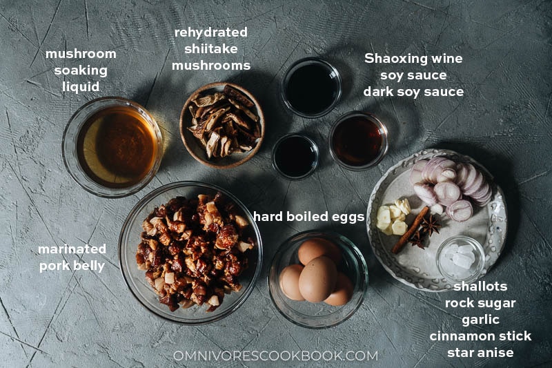 Ingredients for making Lu Rou Fan