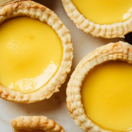 Hong Kong egg tart close up