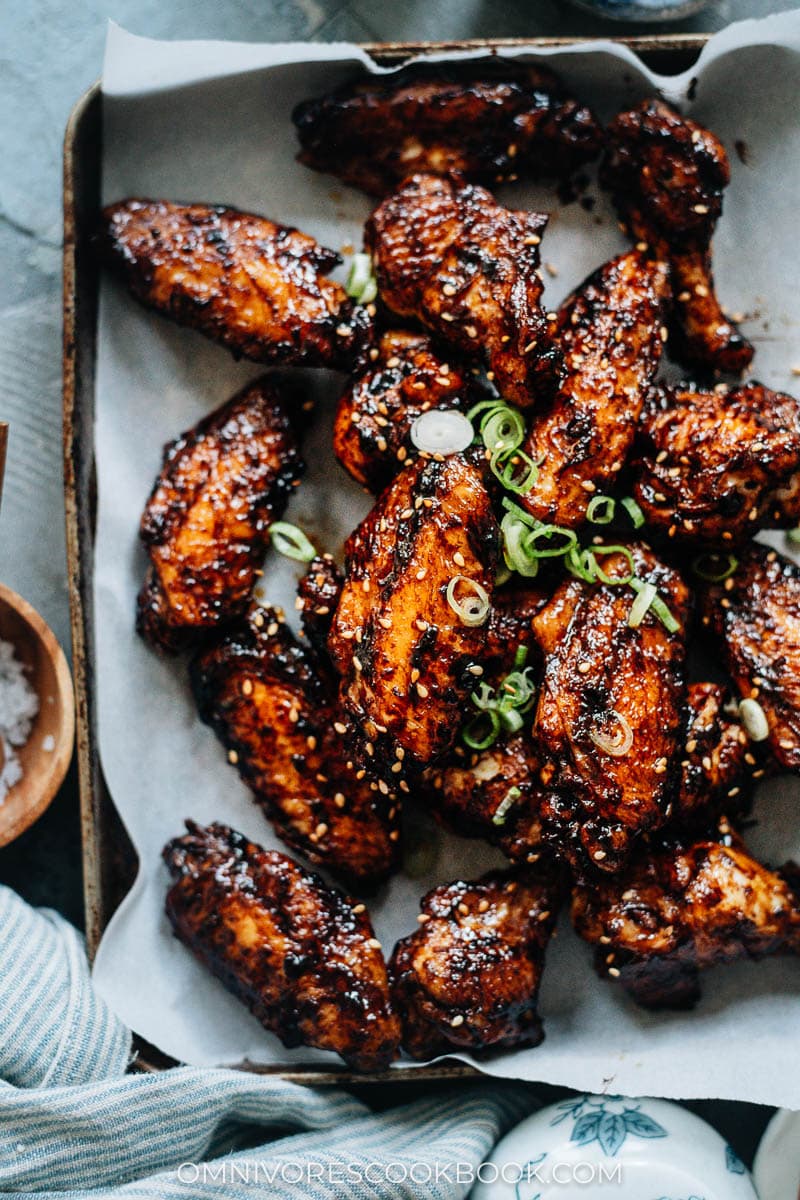 Sticky wings close-up