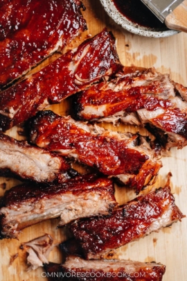 Chinese BBQ ribs close-up