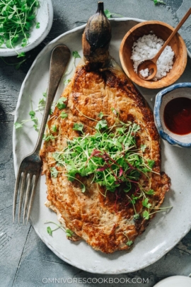 Browned eggplant omelet