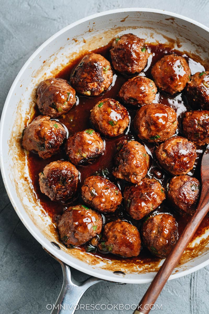 Mongolian Meatballs in a skillet