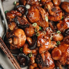 Braised chicken closeup