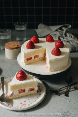 Creamy fluffy Asian style strawberry cake