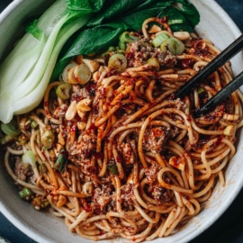 Vegan meat topping for vegan dan dan noodles