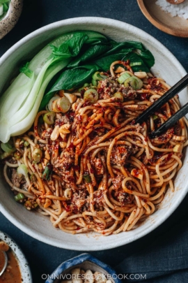 Vegan meat topping for vegan dan dan noodles