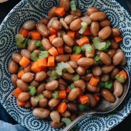 Chinese celery and peanut salad close up