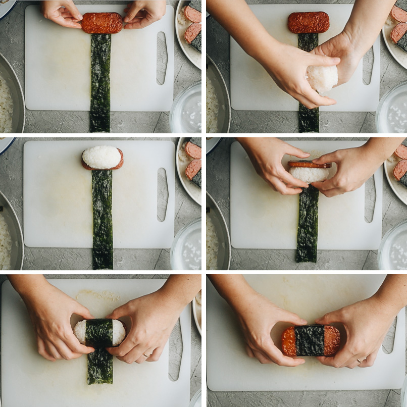 Making spam musubi step-by-step