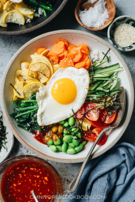 Colorful vegetable Korean rice bowl