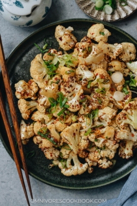 Air fryer cauliflower close up