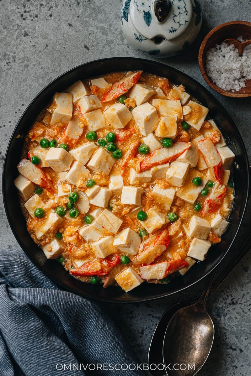 Homemade crab roe tofu using salted duck eggs