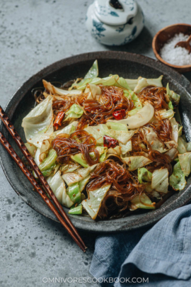 Cabbage glass noodle stir fry