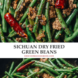 Sichuan dry fried green beans feature blistered green beans tossed with a savory aromatic sauce, making this dish too good to pass up! It’s an addictive side dish and substantial enough to serve as a main. {Vegan Adaptable, Gluten Free Adaptable}