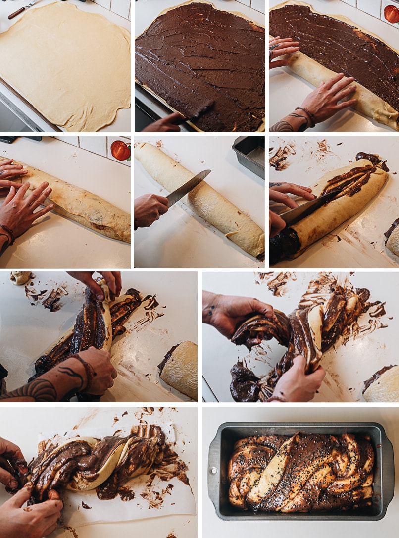 How to assemble the black sesame babka